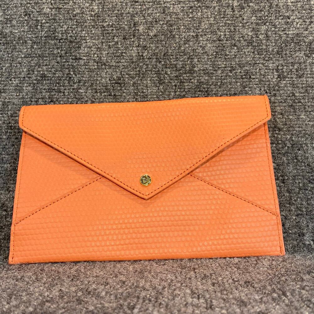 Danielle Nicole Peach Faux Leather Envelope Clutch Wallet Gold accents 6"x10"